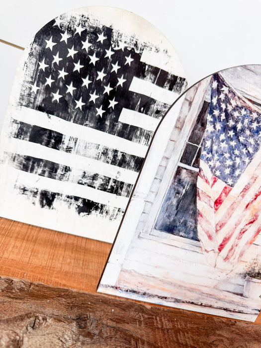 American Flag Arched Sign Shelf Sitter