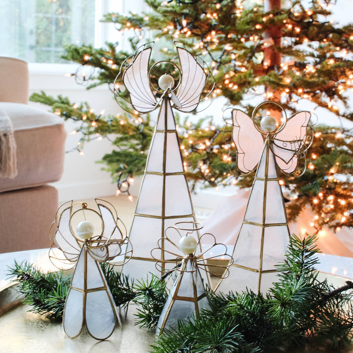 5.5" Capiz Angel Ornament with Violin Handmade in Phillippines