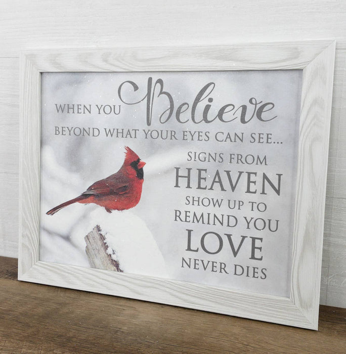 When You Believe Beyond Cardinal Art SIgn-Black Frame