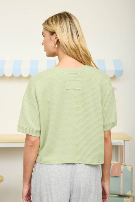 TEXTURED KNIT BUTTON DOWN SHORT SLEEVE CARDIGAN