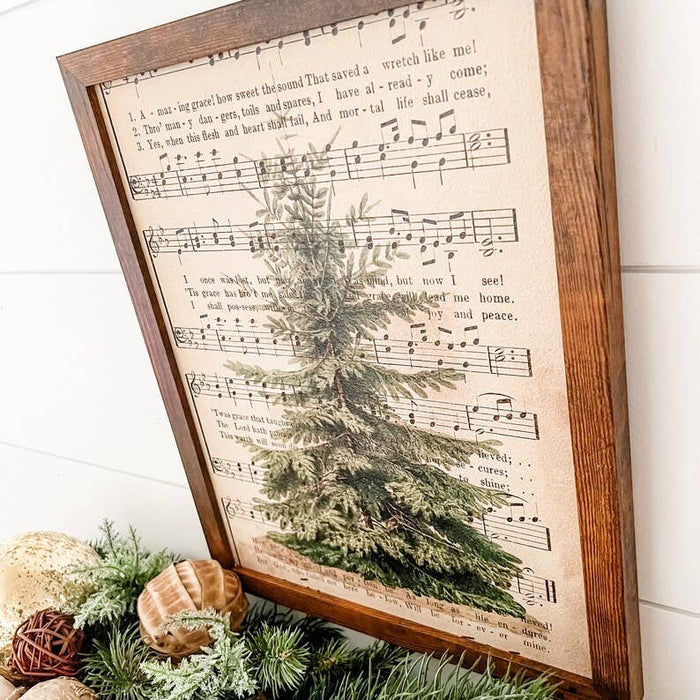 Amazing Grace Vintage Tree Handmade Wood Sign