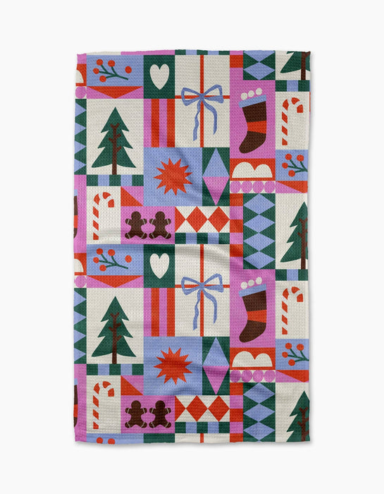 Festive Christmas Quilt Geometry Brand Tea Towel