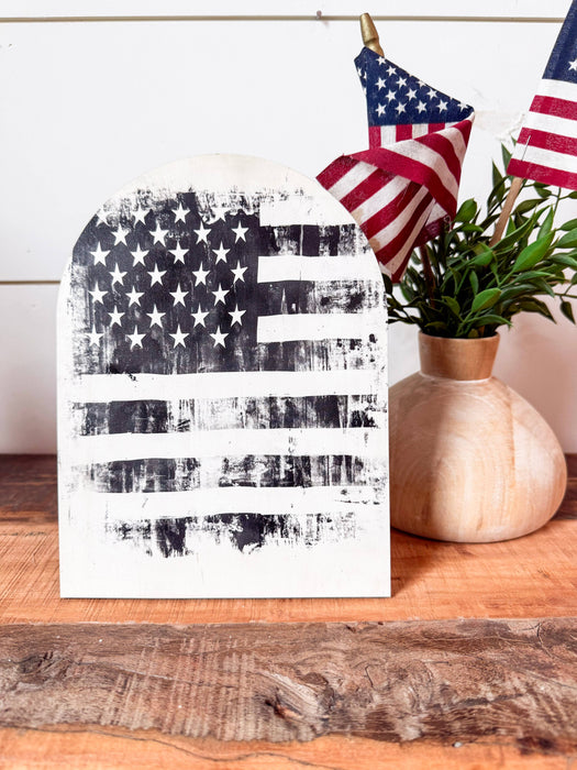 American Flag Arched Sign Shelf Sitter