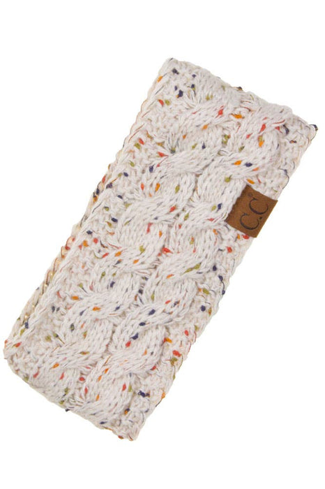 C.C Hatsandscarf Chunky Knit Confetti Sherpa Lined Headband