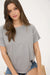 Boutique cotton knit top with U hem and round neckline