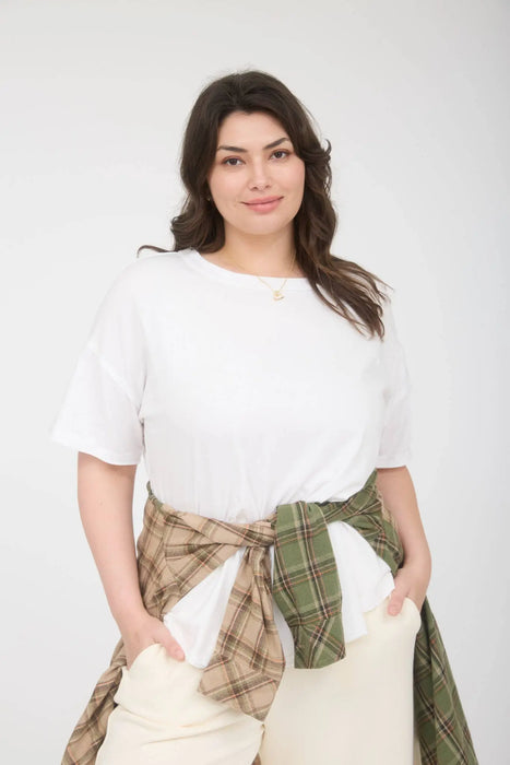 Lightweight exposed seam t shirt plus size boutique clothing
