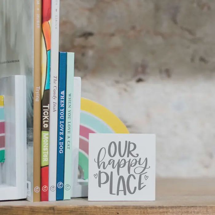 3 x 3 Wooden Block Our Happy Place
