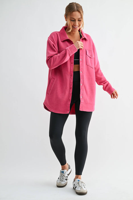 Snap-On Shacket Jacket for Women with Pockets