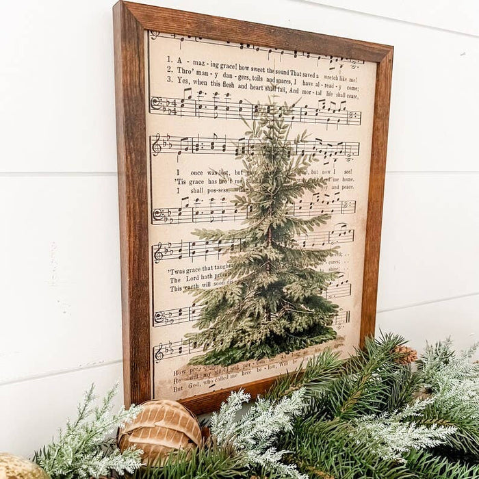 Amazing Grace Vintage Tree Handmade Wood Sign