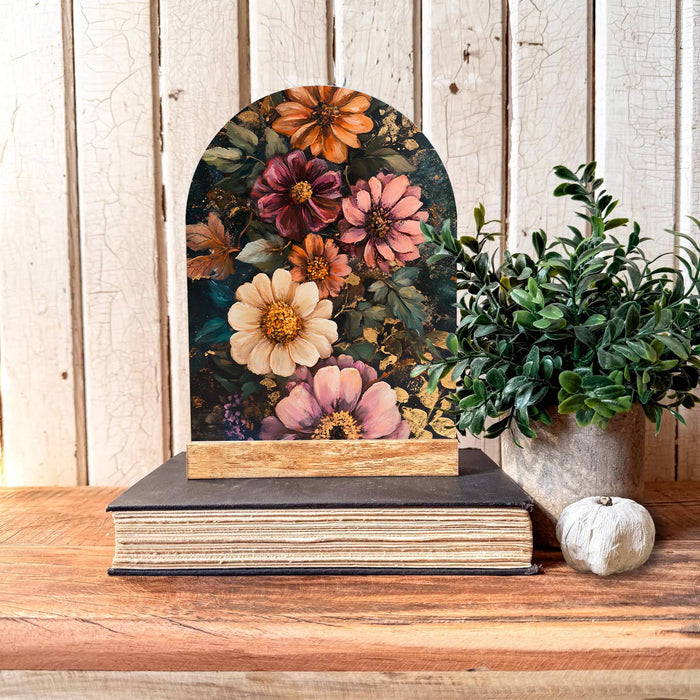 Moody Colorful Floral Arched Shelf Sitter