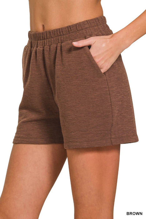 Cotton Slub Short Pants w/ Pockets