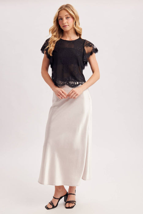 SEE-IT-THROUGH FLUTTERY SLEEVES LACE TOP WITH NO LINING