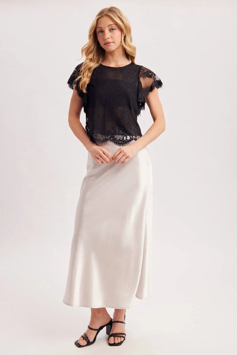 SEE-IT-THROUGH FLUTTERY SLEEVES LACE TOP WITH NO LINING