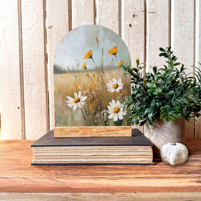 Yellow White Flowers Arched Shelf Sitter