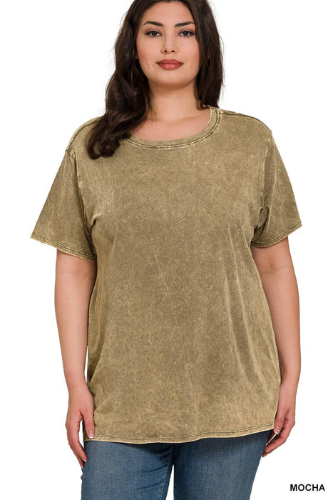 Washed Short Sleeve Top XL-3x