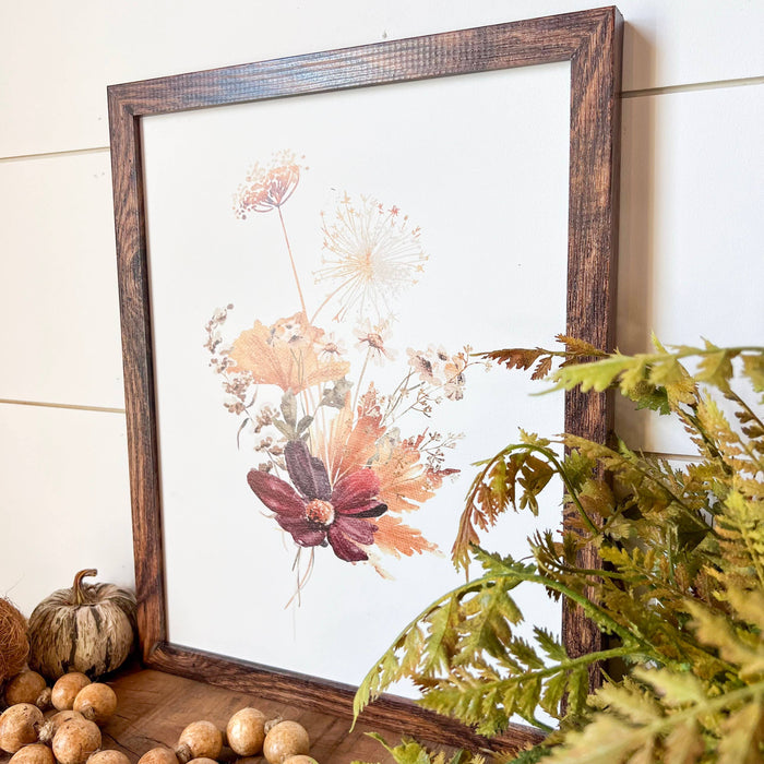 Burgundy Floral Print Wood Sign