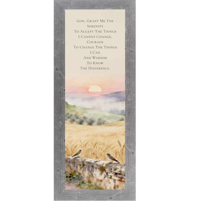 Serenity Prayer Wall Art – Tuscan Sunrise Watercolor Bluebirds Italian Landscape Christian Decor