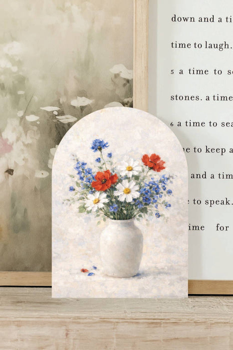 Patriotic bouquet wooden arch farmhouse summer decor available in Lewiston MN