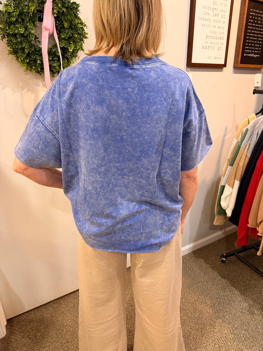 Acid Wash French Terry Drop Shoulder Raw Edge Top Zenana Brand  – Relaxed Fit | Women’s & Girls | Heartland Store MN