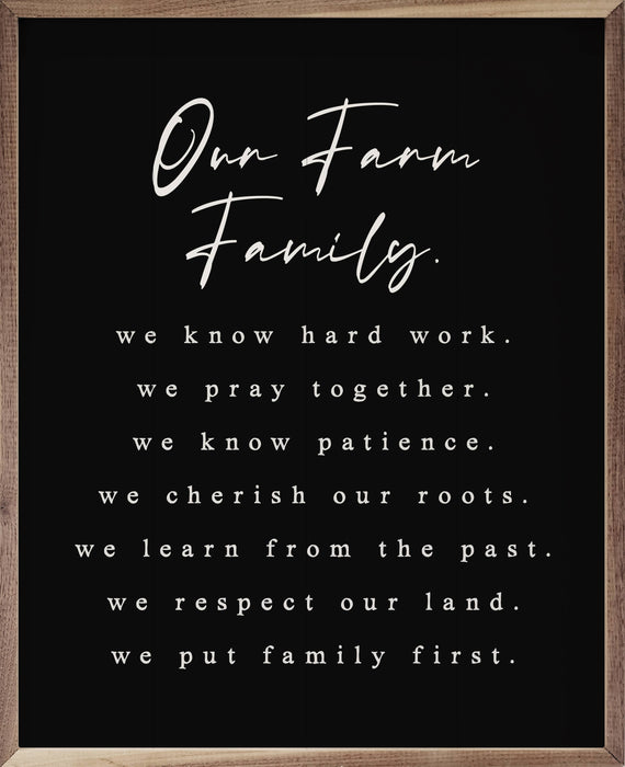 Our Farm Family Values Wood Sign