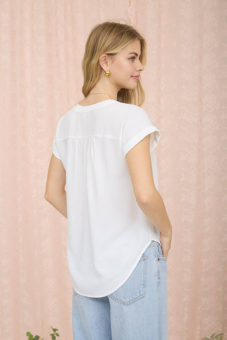 CUFFED SLEEVE BUTTON DOWN LIGHTWEIGHT TOP