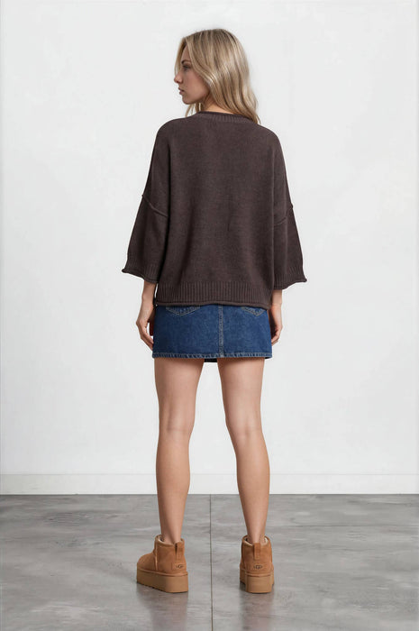 EXPOSED SEAM DROP SHOULDER SHORT SLEEVE PULLOVER