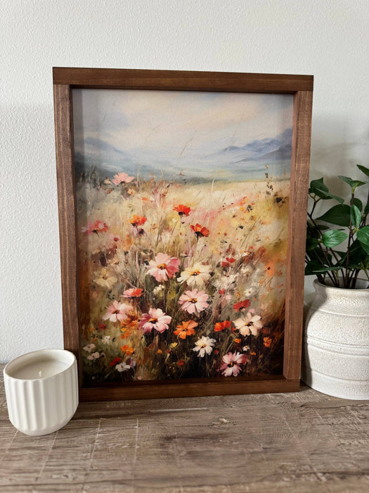 Pink Flowers vintage Handmade Wood Sign