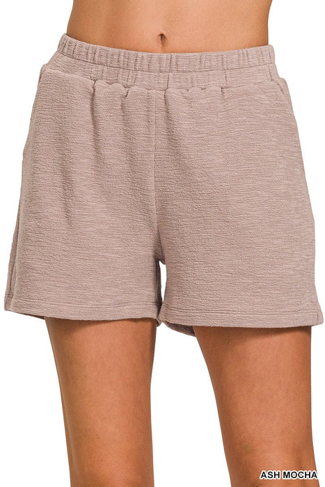 Cotton Slub Short Pants w/ Pockets