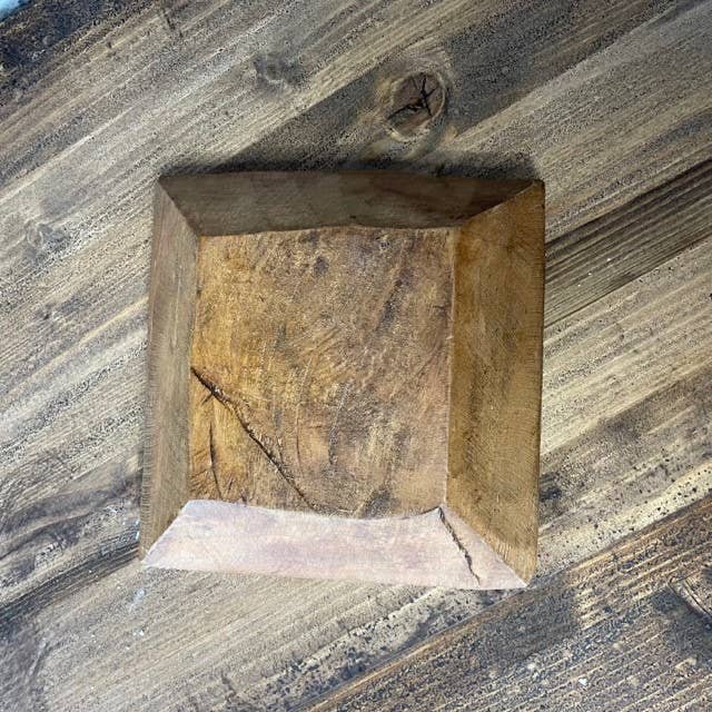 Handmade Petite Wood Square Bowl 5.5"