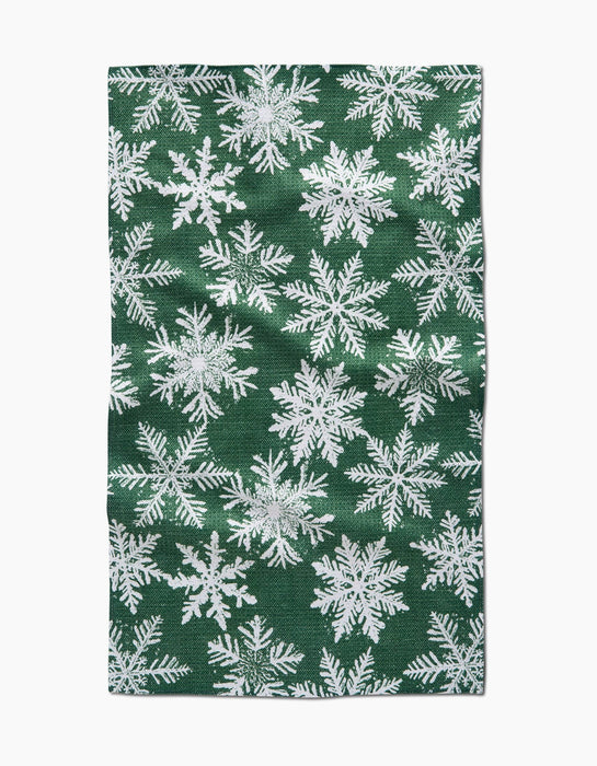 Snowy Days Green Geometry Brand Kitchen Tea Towel