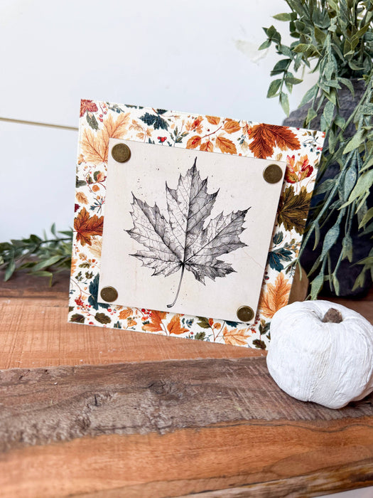 Fall Leaf Mini Wood Block