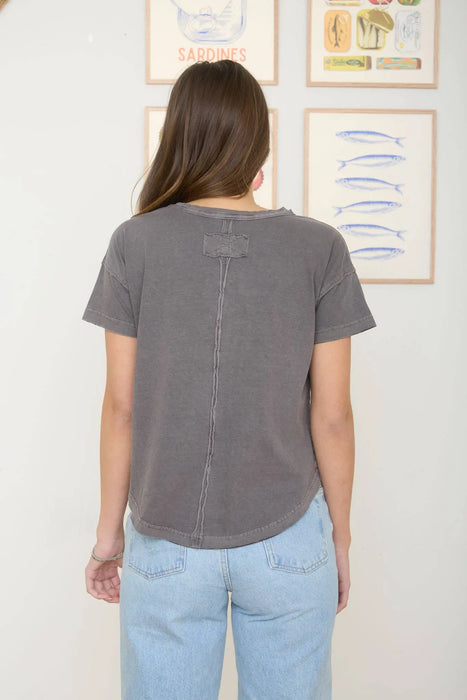Lightweight relaxed cotton top styled with denim pants