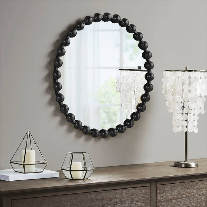 Round Iron Framed Wall Decor Mirror, Black