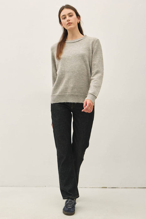 CREW NECK PULLOVER EXPOSED SEAM KNIT SWEATER