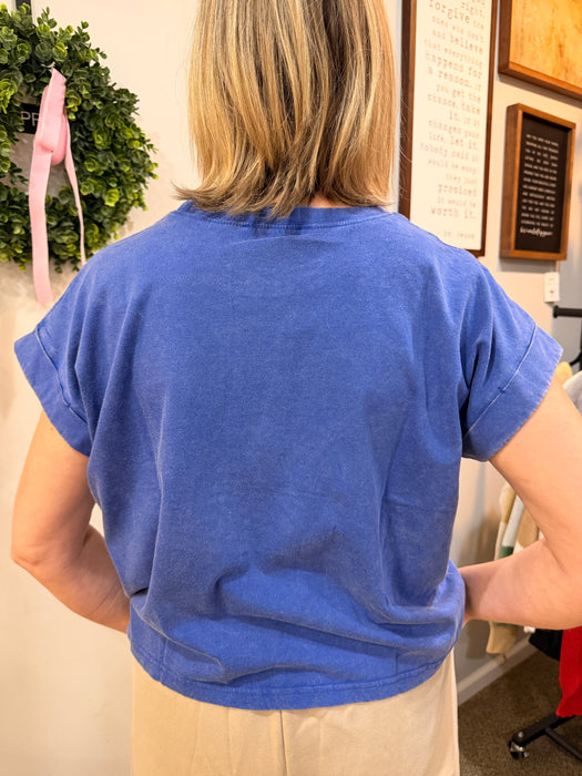 Washed Cotton Cuffed Short Sleeve Top Zenana Brand  – Women’s Casual Tee | Heartland Store MN