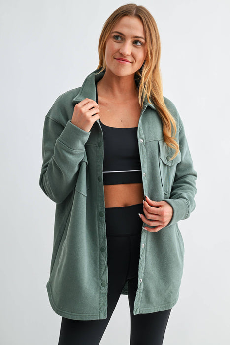Snap-On Shacket Jacket for Women with Pockets