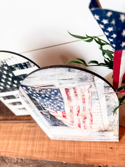 American Flag Arched Sign Shelf Sitter