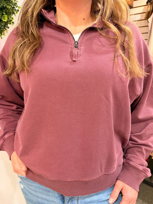 French Terry Washed Half Zip Pullover Zenana Brand  – Women’s & Girls | Heartland Store MN