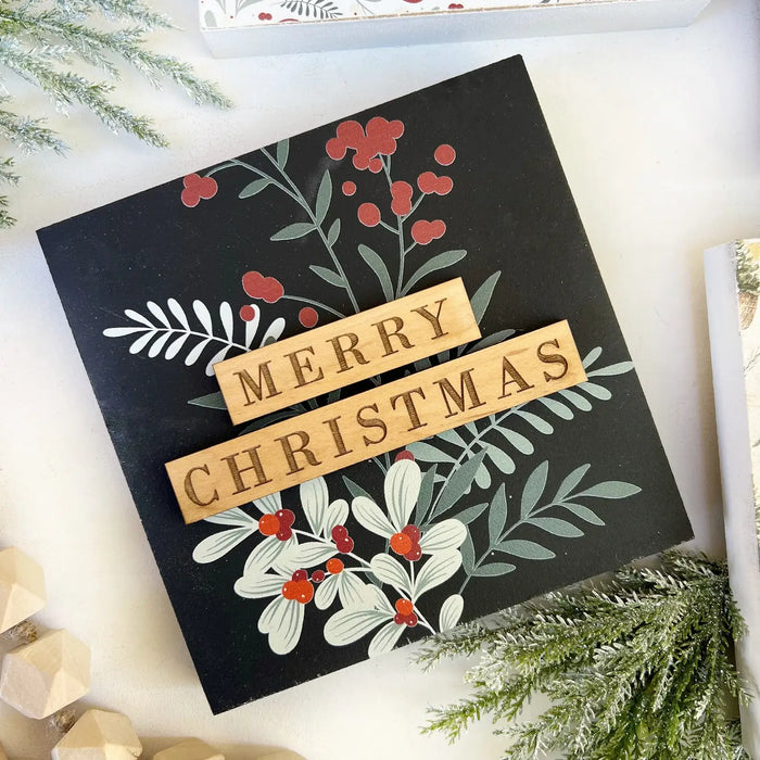 3D Mini Block Merry Christmas Black