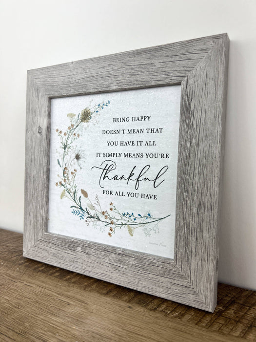 Being Happy Thankful Floral Art Sign