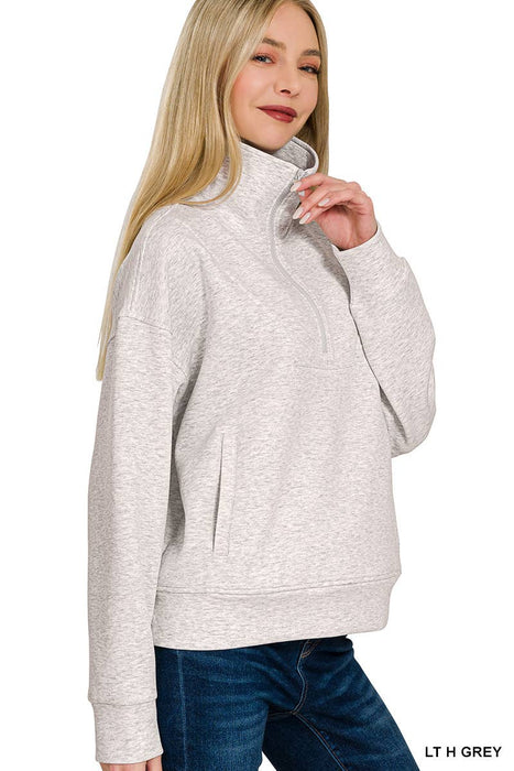 Trendy grey half zip pullover for women and girls at Heartland Store MN in Lewiston MN
