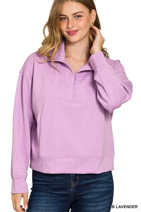 Trendy Half Zip Pullover Sweatshirt Zenana Brand  – Soft & Stretchy, 4 Colors | Women’s & Girls | Heartland Store MN