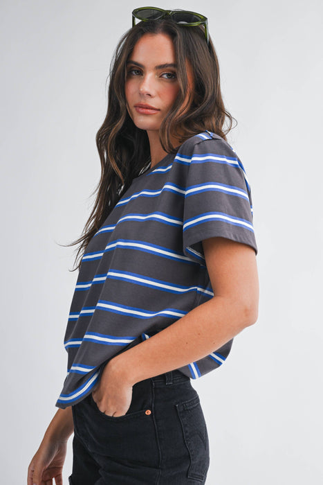 Striped Boxy Short Sleeve Tee