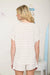Lightweight striped knit tee for women featuring short sleeves and comfy fit