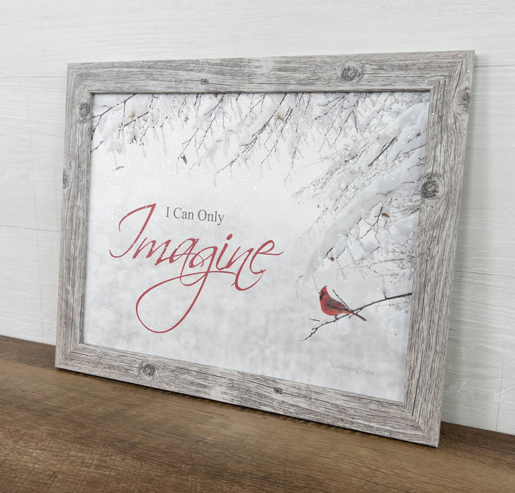 I Can Only Imagine Cardinal Art Decor Winter Glitter Snow