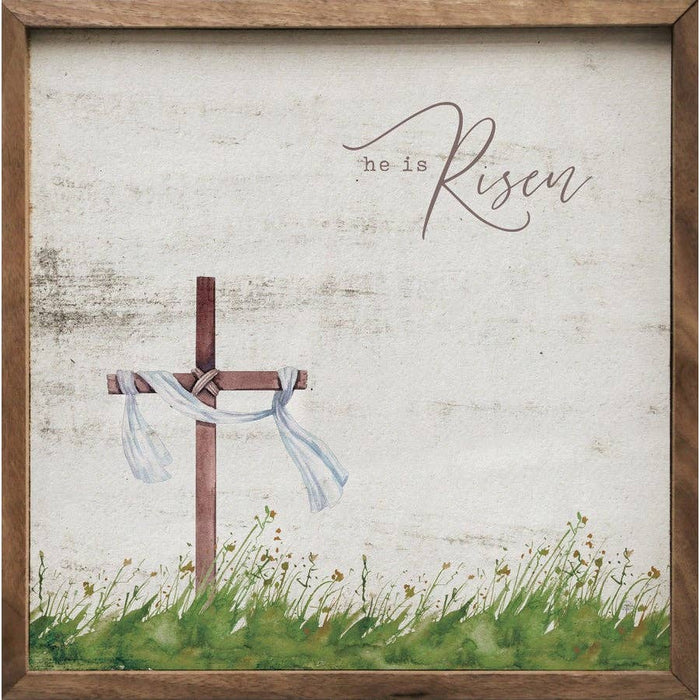 He is Risen Cross Handmade Wood Sign