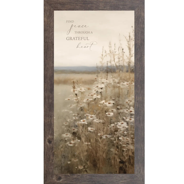 Find Peace Through A Grateful Heart Framed Art Sign