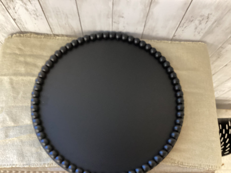 Black Beaded Round Tray