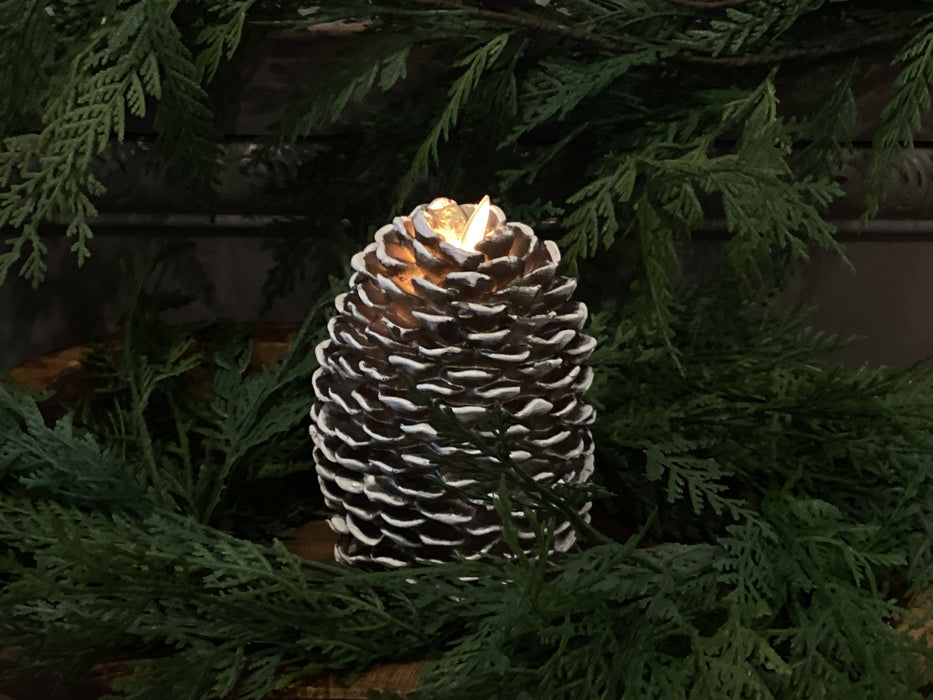 MOVING FLAME PINECONE CANDLE