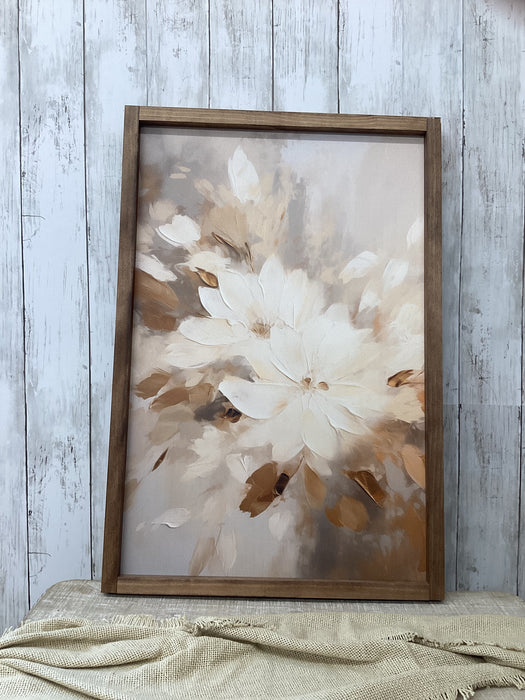 Wall Art Pastel Petals  3 Design With Handmade Wood Frame